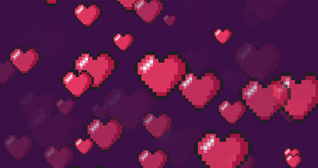 Seamless pattern with pink hearts.