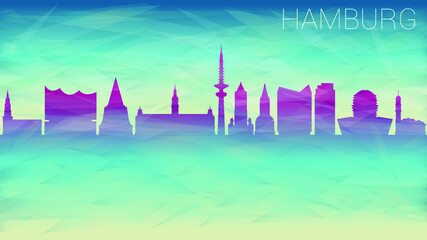 Hamburg Germany . Broken Glass Abstract Geometric Dynamic Textured. Banner Background. Colorful Shape Composition.