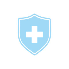 Immune system icon. Medical cross in the shield