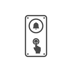 Door bell icon. Finger pressing doorbell button. Pointer. Vector