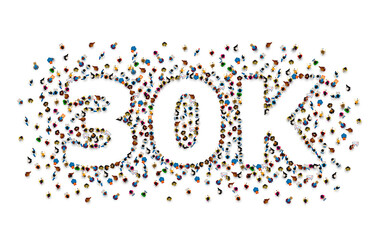 Thank you followers peoples, 30k online social group, happy banner celebrate, Vector