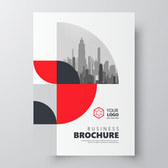 Flyer brochure design template circles theme red color