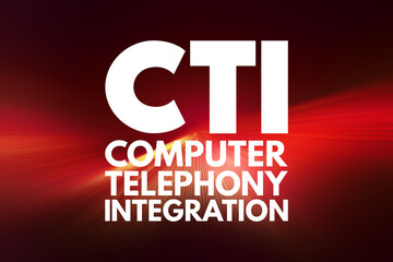 CTI - Computer Telephony Integration acronym, technology concept background