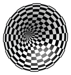 Tunnel or wormhole. Digital wireframe tunnel. Checkerboard background vector image