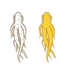 Ginseng logo. Isolated ginseng on white background