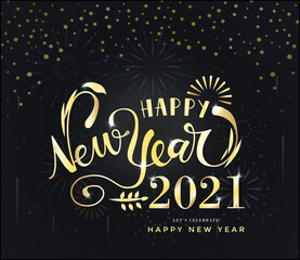 Fototapeta na wymiar happy-new-year-2021-lettering-design