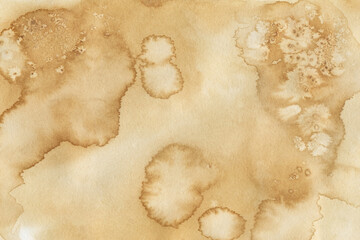 Abstract background with watercolor stains. Coffee and tea drips, old vintage paper