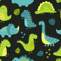 Set of little cute dinosaurs