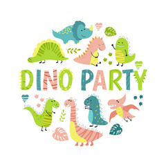 Greeting card with cartoon dinosaur.