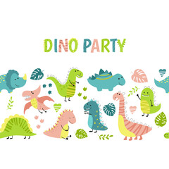 Greeting card with cartoon dinosaur.