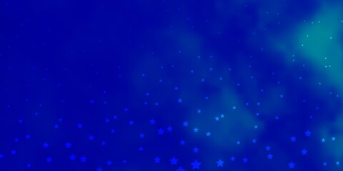 Fototapeta premium Dark BLUE vector background with small and big stars.