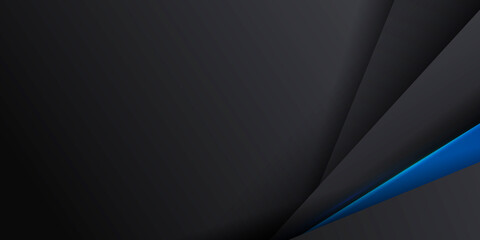 Trendy composition of blue technical shapes on black background. Dark metallic perforated texture design. Technology illustration. Vector header banner design