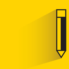 pencil drop shadow on yellow background