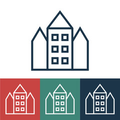 Linear vector icon with house