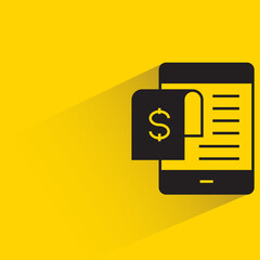 mobile payment and receipt for point of sale concept on yellow background