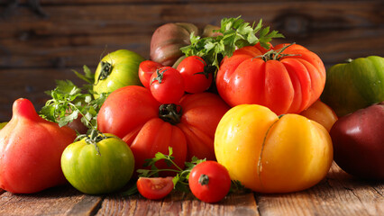 Fototapeta na wymiar variety of tomatoes and herbs