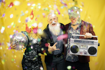 Different generations celebrating special party.  Family enjoying together in a funny event.