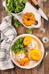 baked pumpkin stuffed with rice- vegetarian dish