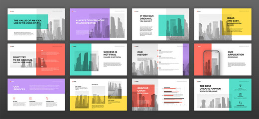Business keynote presentation templates set. Use for modern powerpoint presentation background, brochure design, website slider, landing page, annual report, company profile.