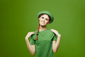 st patrick's day happy woman gesturing with her hands hat shamrock holidays fun