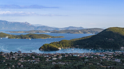 Fototapeta premium Panoramic view of Nidri town, Lefkada, Greece.