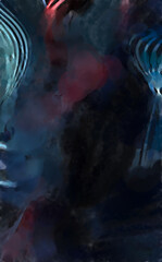 Modern art. Colorful contemporary artwork. Color strokes of paint. Brushstrokes on abstract background. Brush painting.