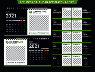 Desk calendar design 2021 - 12 months included