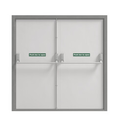 emergency white fire exit door isolated on white background. 3d render