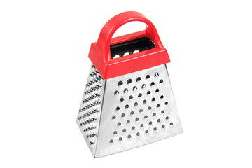 Small stainless steel grater isolated on white background.