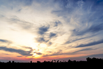 sunset sky with cirrus cloud