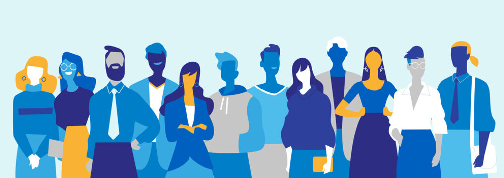 Gruppo di personaggi maschili e femminili