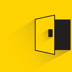 door with shadow yellow background