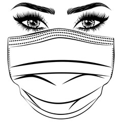 Female eyes and face mask