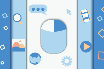 Abstract social media mouse and icon style. social movement. icon technology and shadow. paper cut wallpaper. design esp10.