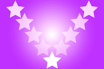 A gradient pink background with white stars in a V-shape. Vector illustration