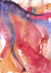 abstract watercolor dramatic artistic texture in a warm colors on wet paper