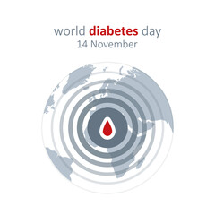 blue circle and finger with blood drop world diabetes day 14 november vector illustration EPS10