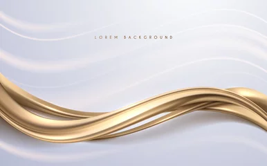 Peel and stick wall murals Abstract wave Abstract gold line on white background
