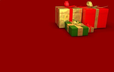 Red Background Christmas presents