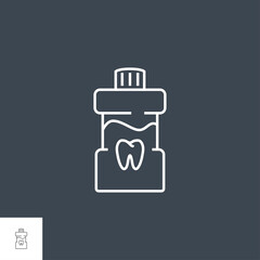 Mouth Rinse Line Icon. Mouth Rinse Related Vector Line Icon. Isolated on Black Background. Editable Stroke.