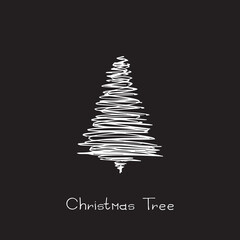 Hand Drawn Christmas Tree Design Element on Chalkboard