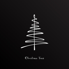 Hand Drawn Christmas Tree Design Element on Chalkboard