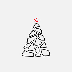 Hand Drawn Christmas Tree Design Element Isolated