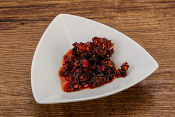 Fried chili pepper sauce with oil