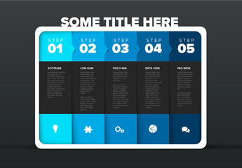 Five Simple Blue Steps Process Infographic Layout