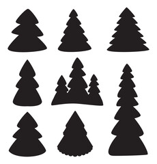 Fototapeta premium Hand Drawn Christmas Tree Icon Set Isolated on White Background
