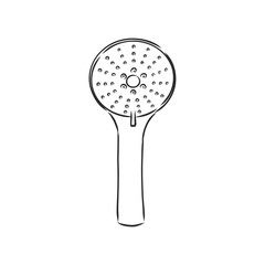 Hand-drawn sketch of shower head on a white background. Bathroom appliances. Bathroom equipment, shower head, vector sketch illustration