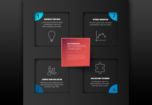 Squares Infographic Layout Dark Version