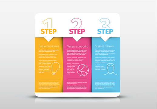 three Simple Colorful Steps Process Infographic Layout