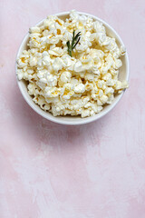 Homemade popcorn on on colorful backgrounds